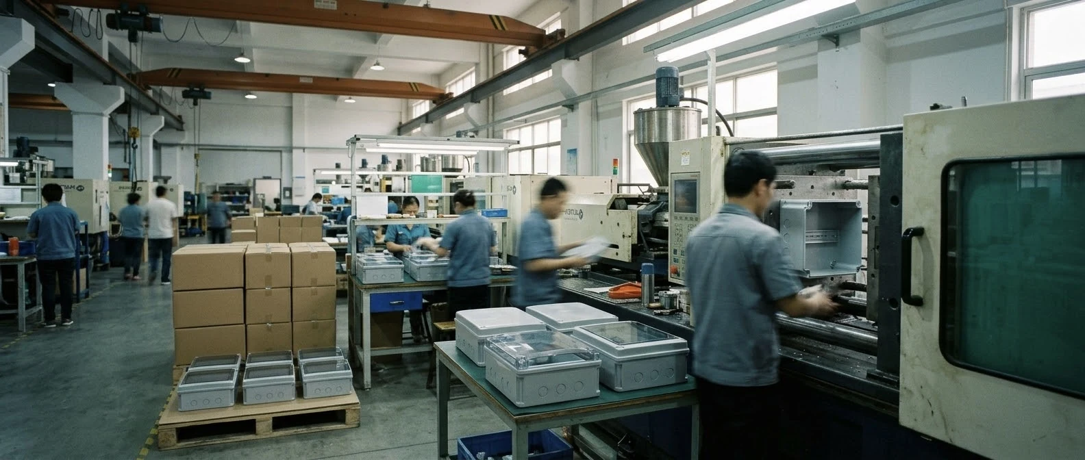 Moulding production floor with finished components