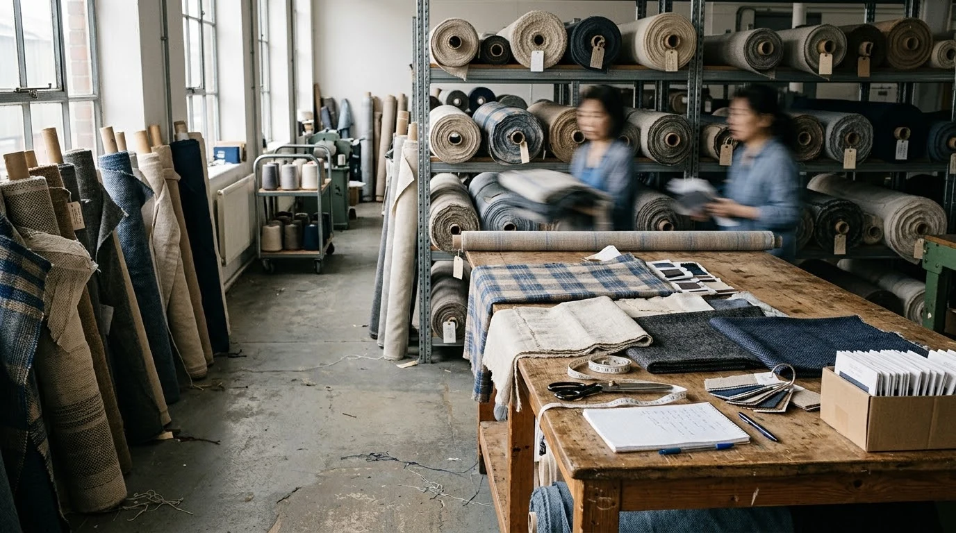 Textile workshop where material selection and production take place