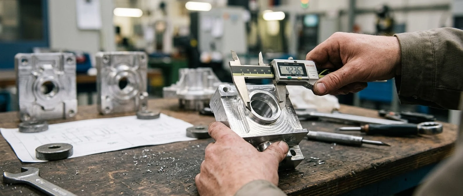 Dimensional quality check on a machined component
